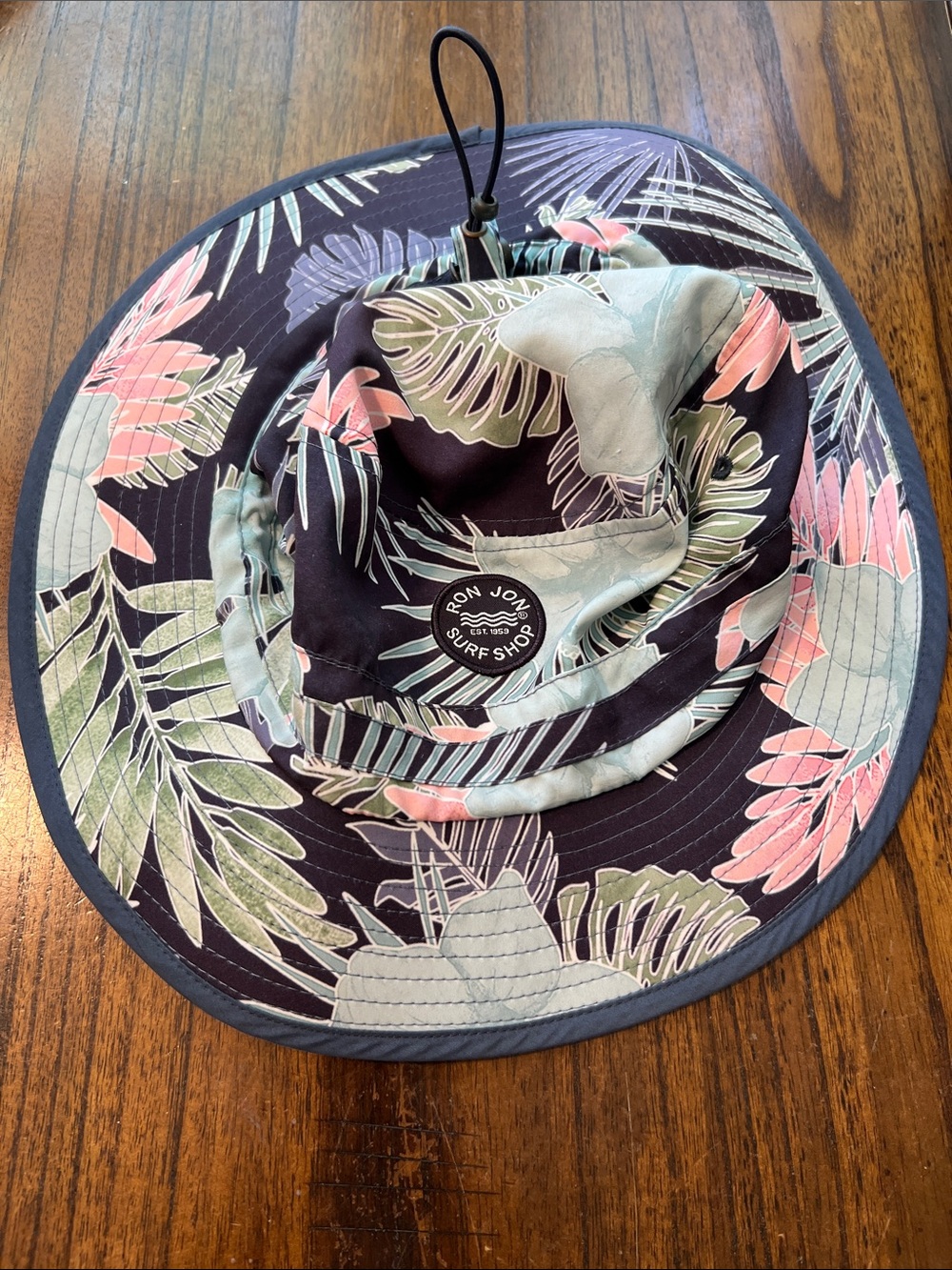 Ron Jon Floral Bucket Hat in Navy with Pink and Sage Accents